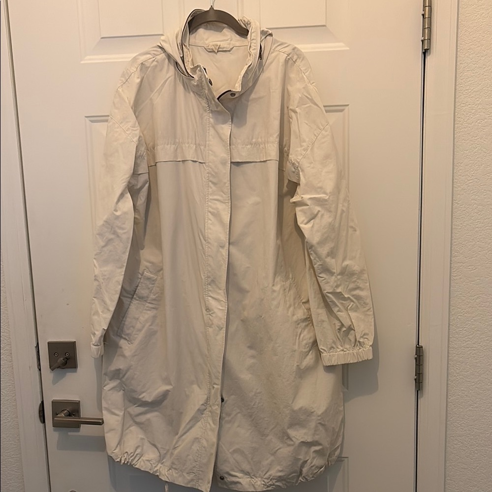 EUC SleekEileen Fisher Women's Cream A-line Hooded Jacket
